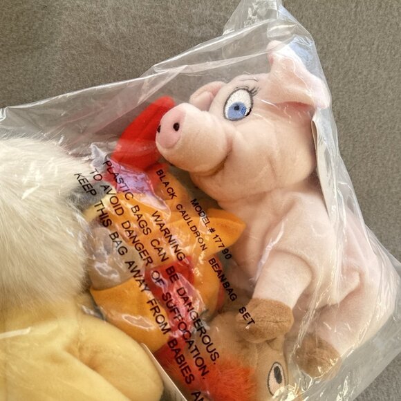 Black Cauldron Gurgi Hen Wen Fairfolk Disney Store Bean Bag 8" Plush Set of 3 - Picture 8 of 10